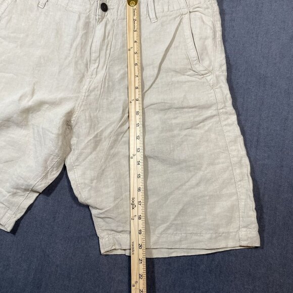 Lucky Brand Mens Beige Linen Cargo Shorts Size 38 With Buttoned Back Pockets - Picture 8 of 10